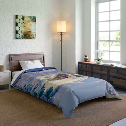 Festive Winter Wonderland Plush Comforter - Luxurious Polyester Bedding