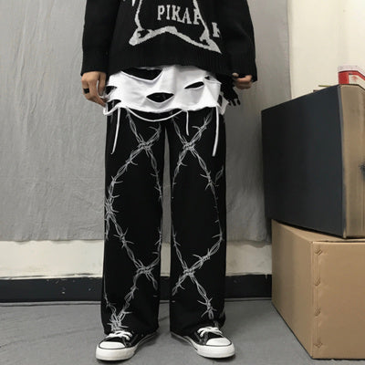 Peekaboo Studio Dark Print Casual Straight Pants with Comfortable Fit