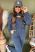 Stylish Blue Hollow-out Ribbed Hoodie Pants Set