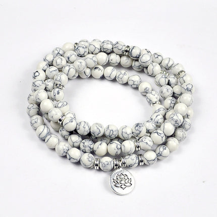 Peekaboo Studio Tiger Eye Bracelet Necklace - 108 Buddha Beads, Lotus