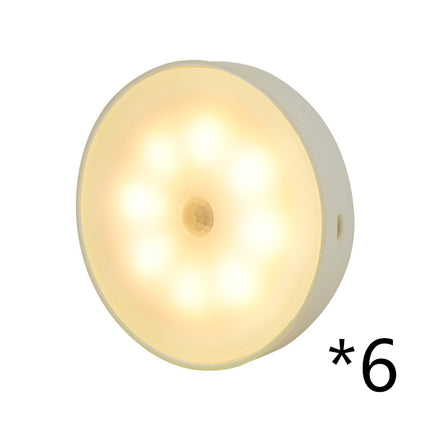 USB Rechargeable Motion Sensor Round LED Puck Light for Kitchen Cabinets