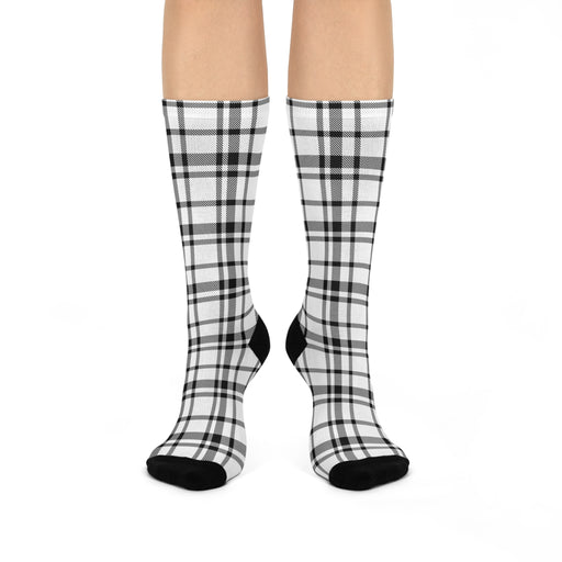 Ultimate Comfort Black and White Patterned Crew Socks - Unisex, One-Size Fits All