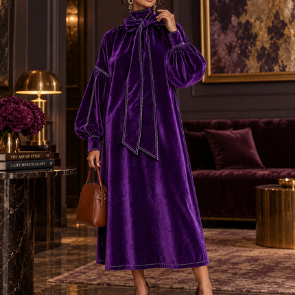 Peekaboo Studio High-Neck Velvet Dress with Bow & Elegant Design Dresses new-high-neck-velvet-dress-with-bow Arts, Crafts & Sewing›Art Supplies›Paint
