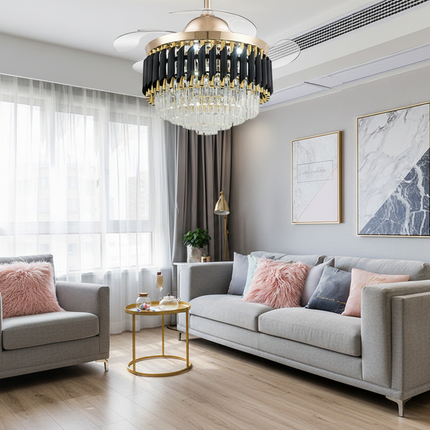 LED Frequency Conversion Fan Light Crystal Chandelier