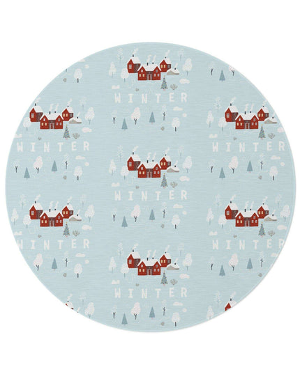 Luxurious Chenille Winter Wonderland Round Rug - 60" Elegant Centerpiece