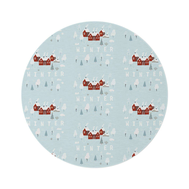 Luxurious Chenille Winter Wonderland Round Rug - 60" Elegant Centerpiece