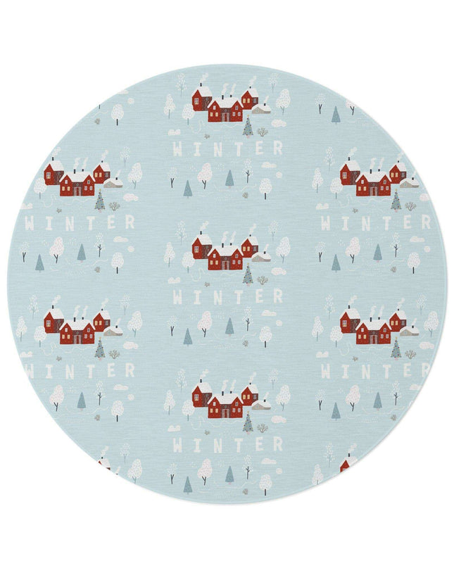 Luxurious Chenille Winter Wonderland Round Rug - 60" Elegant Centerpiece