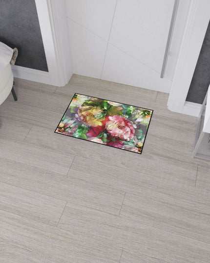 Elegant Vintage Floral Area Rug with Stylish Black Border and Non-Slip Backing