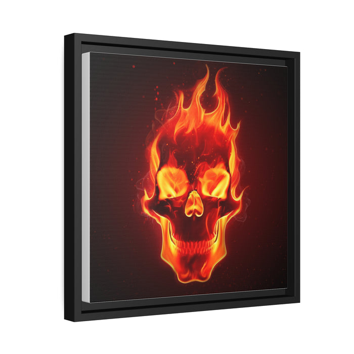 Flaming Skull Noir Canvas Pine Frame