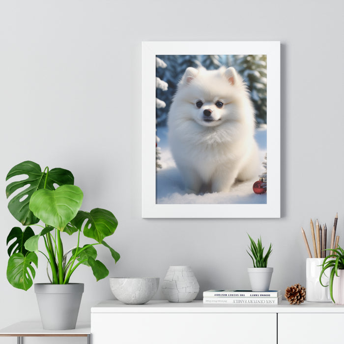 Eco-Friendly Framed Winter Puppy Poster