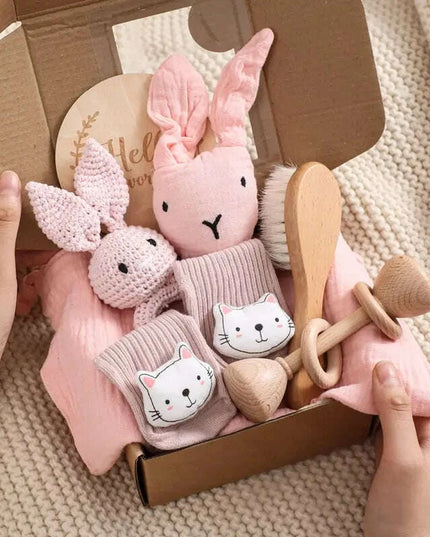 Adorable Baby Gift Set: Cotton Bath Towel, Crochet Rattle, and Accessories for Kids