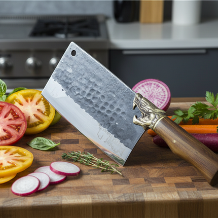 Nonstick Meat Chopping Knife With Rosewood Handle And Copper Fittings