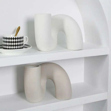 Sleek White Twisted Tube Ceramic Vase for Contemporary Decor