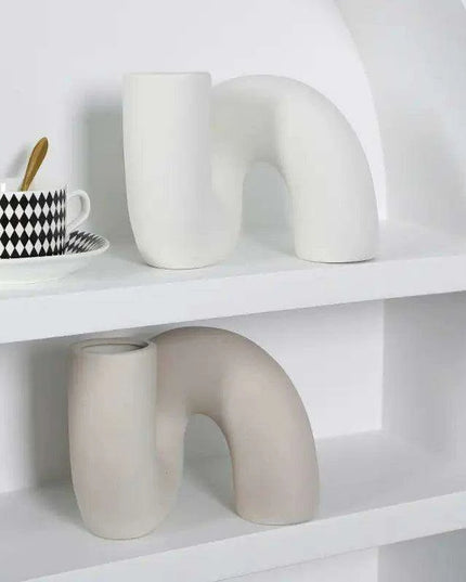 Sleek White Twisted Tube Ceramic Vase for Contemporary Decor