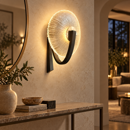 Gold & Black LED Wall Sconce with Clear Glass Shade - 3000K Warm Light