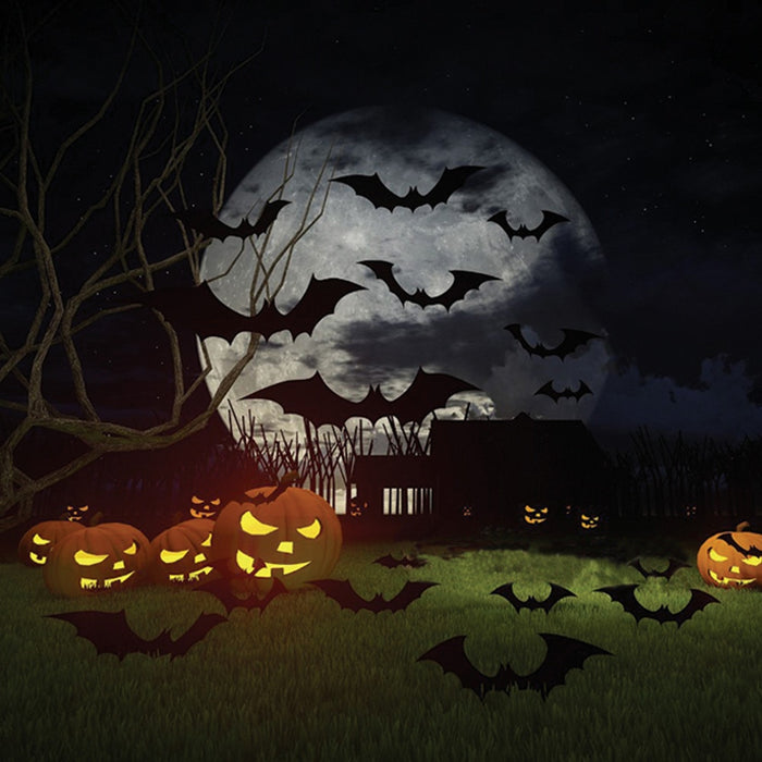 Spooky Halloween Black PVC Bat Wall Sticker Set for DIY Home Decor