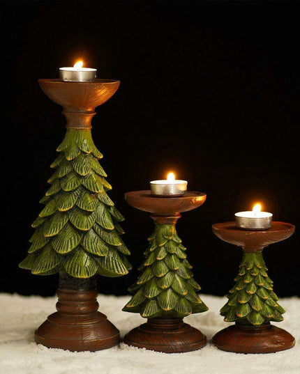 Elegant Holiday Candle Holder: Premium Resin Christmas Decor