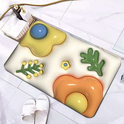 Elegant 3D Floral Design Quick-Dry Bath Mat