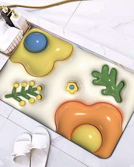 Elegant 3D Floral Design Quick-Dry Bath Mat