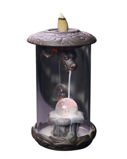 Enchanting Dragon LED Backflow Incense Fountain - Majestic Purple Sand with Protective Shield