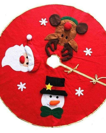 Festive Red Embroidered Christmas Tree Skirt - 90/100cm Diameter