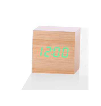 Sophisticated Voice-Activated LED Clock with Wood Grain Finish and Temperature Display