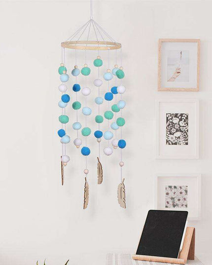 Rainbow Hair Ball Wind Chimes - Whimsical Nordic Room Decor Accent