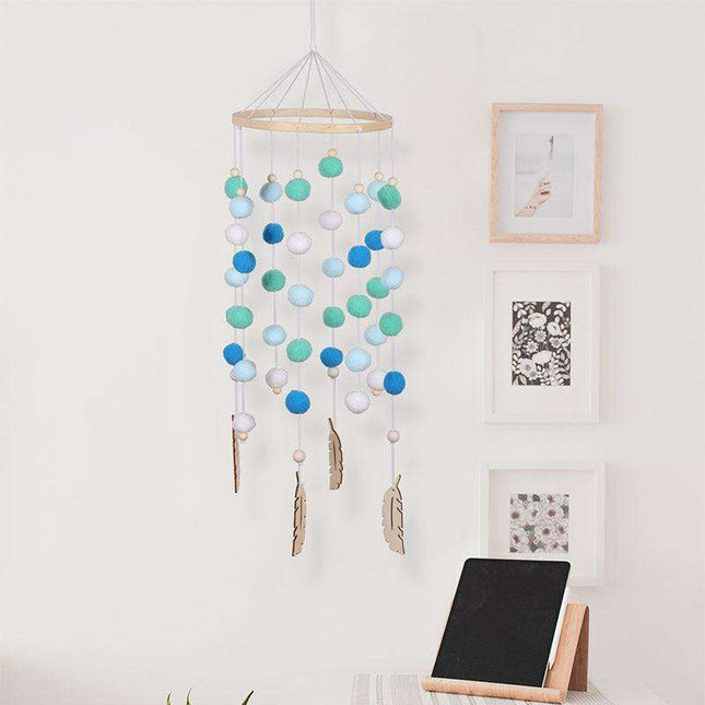 Rainbow Hair Ball Wind Chimes - Whimsical Nordic Room Decor Accent