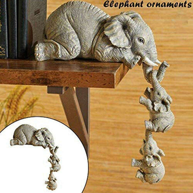 Charming Elephant Family Garden Sculpture Set - Delightful Resin Figurines for Magical Outdoor Decor