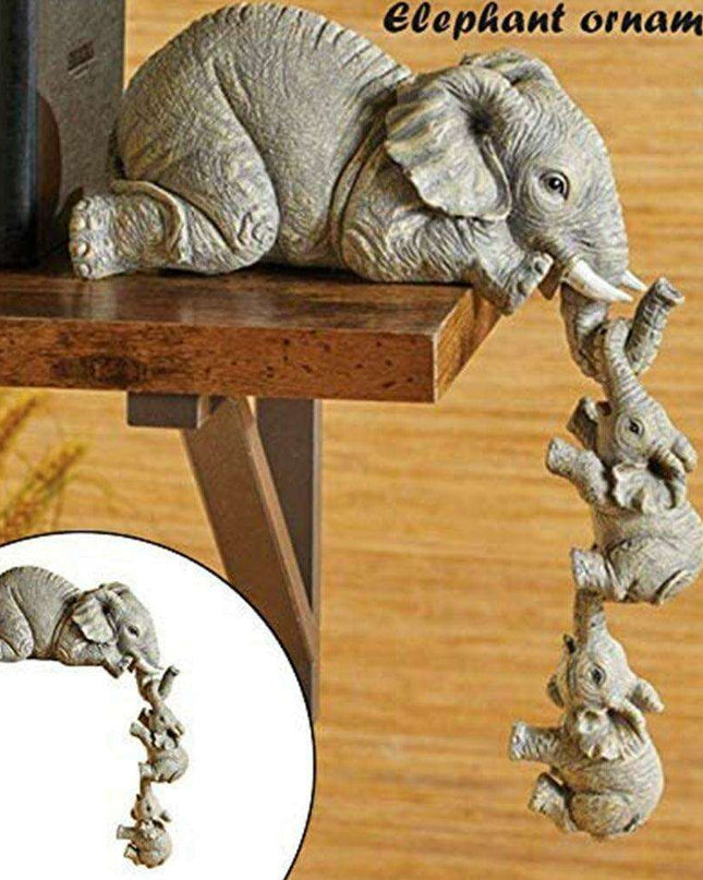 Charming Elephant Family Garden Sculpture Set - Delightful Resin Figurines for Magical Outdoor Decor