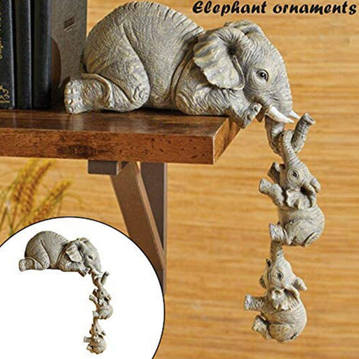 Enchanting Elephant Trio Garden Sculpture - Whimsical Figurines for Your Outdoor Oasis