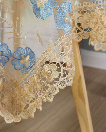 Luxe Embroidered Floral Lace Dining Table Cover