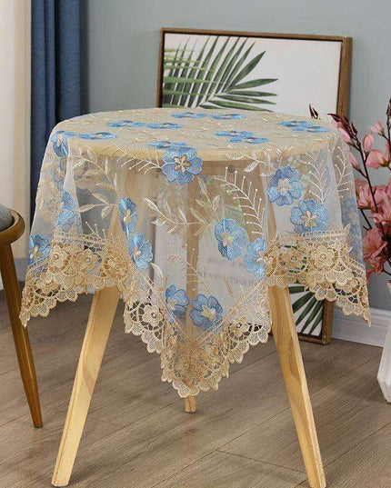 Luxe Embroidered Floral Lace Dining Table Cover