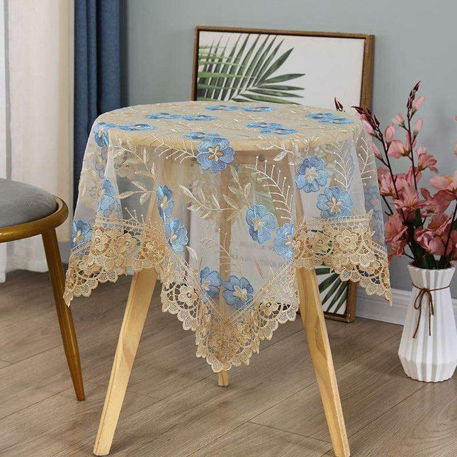Luxe Embroidered Floral Lace Dining Table Cover