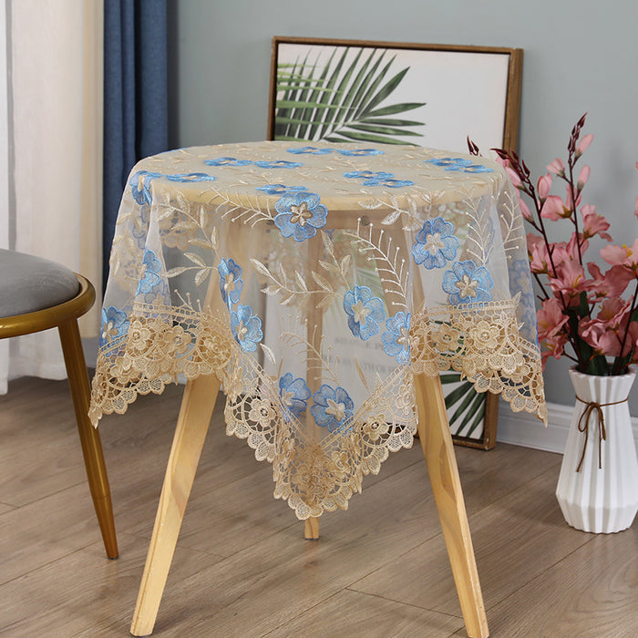 Elegant Lace Floral Embroidered Table Cover