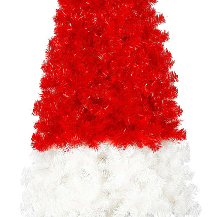 6FT Artificial Christmas Tree With LED Light, Santa's Hat Shape Artificial Whimsical Xmas Tree With 1050 Tip, Curved Xmax Tree - Très Elite