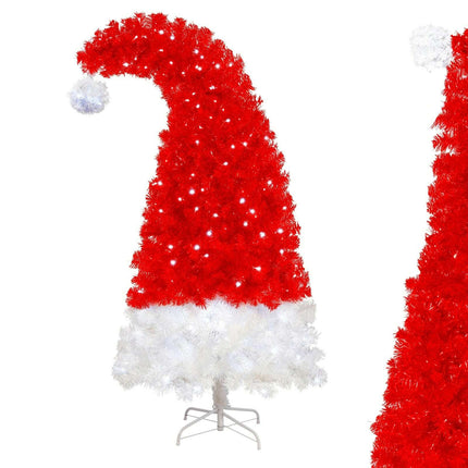 6FT Artificial Christmas Tree With LED Light, Santa's Hat Shape Artificial Whimsical Xmas Tree With 1050 Tip, Curved Xmax Tree - Très Elite