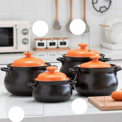 6L Traditional Chinese Clay Casserole Pot for Gas Stove Cooking - Authentic Stew Experience - Très Elite