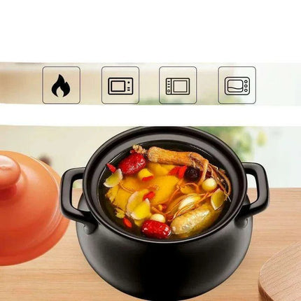 6L Traditional Chinese Clay Casserole Pot for Gas Stove Cooking - Authentic Stew Experience - Très Elite