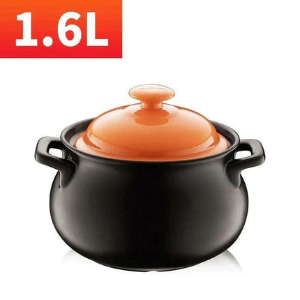 6L Traditional Chinese Clay Casserole Pot for Gas Stove Cooking - Authentic Stew Experience - Très Elite