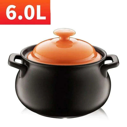 6L Traditional Chinese Clay Casserole Pot for Gas Stove Cooking - Authentic Stew Experience - Très Elite