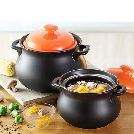 6L Traditional Chinese Clay Casserole Pot for Gas Stove Cooking - Authentic Stew Experience - Très Elite