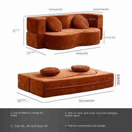 Foldable Sofa Bed - Vacuum-Compressed, Retro Fabric, Spac