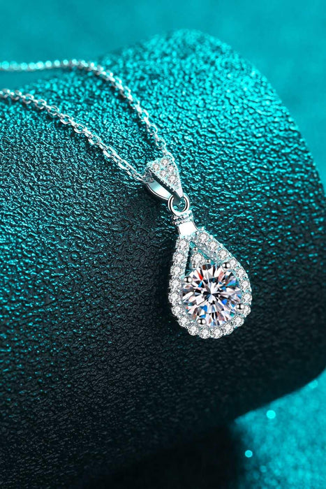 Sparkling Teardrop Moissanite Pendant Necklace with Zircon Accents