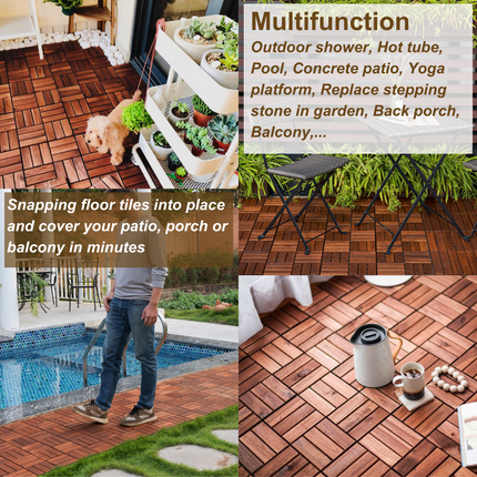Room & Decor Acacia Wood Interlocking Deck Tiles - 30 Pcs, 12"x12