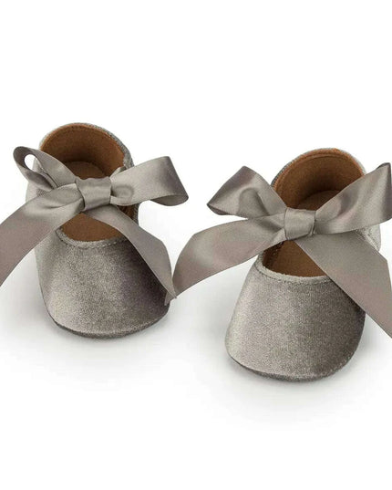Adorable Baby Girl Crib Shoes with Butterfly Knot - Non-slip Soft Cotton Rubber First Walkers