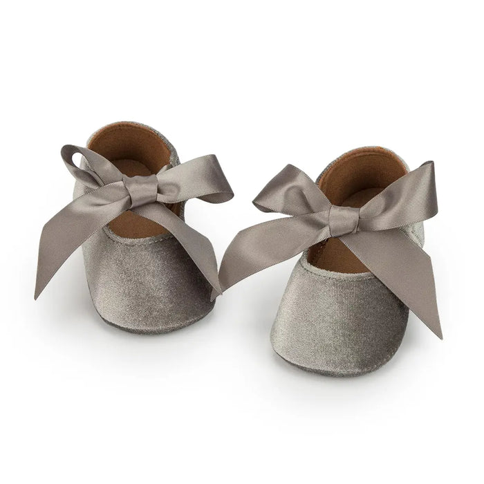 Adorable Baby Girl Crib Shoes with Butterfly Knot - Non-slip Soft Cotton Rubber First Walkers