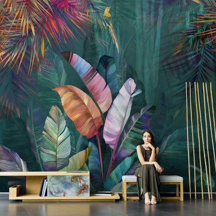 Hand-Painted Tropical Rainforest Wallpaper — Japanese Botanical Mural