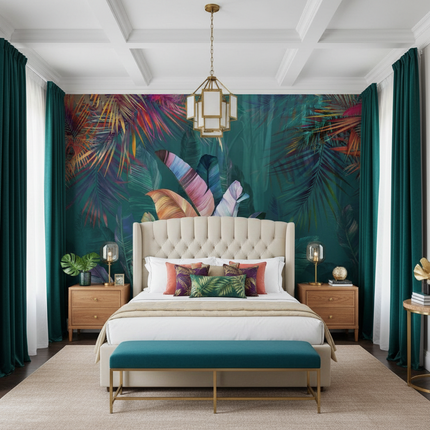 Hand-Painted Tropical Rainforest Wallpaper — Japanese Botanical Mural