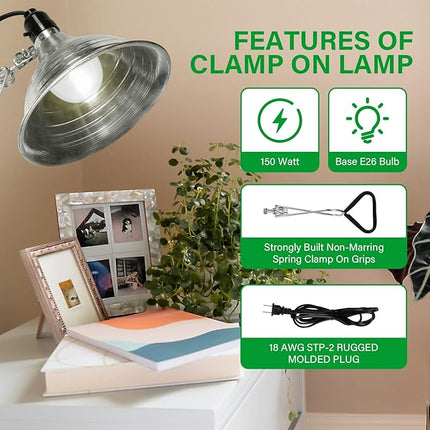 Room & Decor Clamp Lamp Light, 8.5" Adjustable Reflector, 150W, 4 Pack